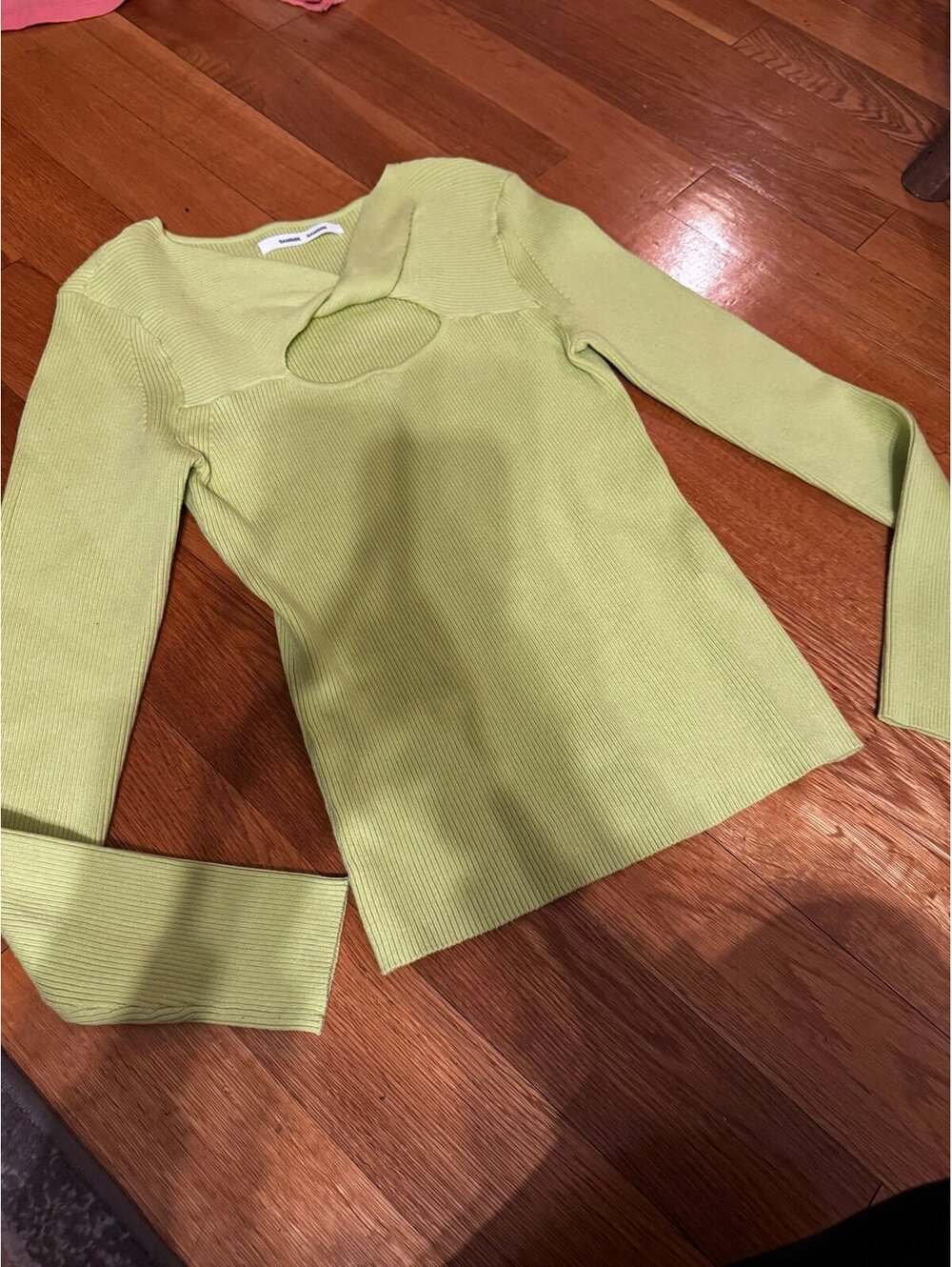 Like green knit shirt with keyhole
